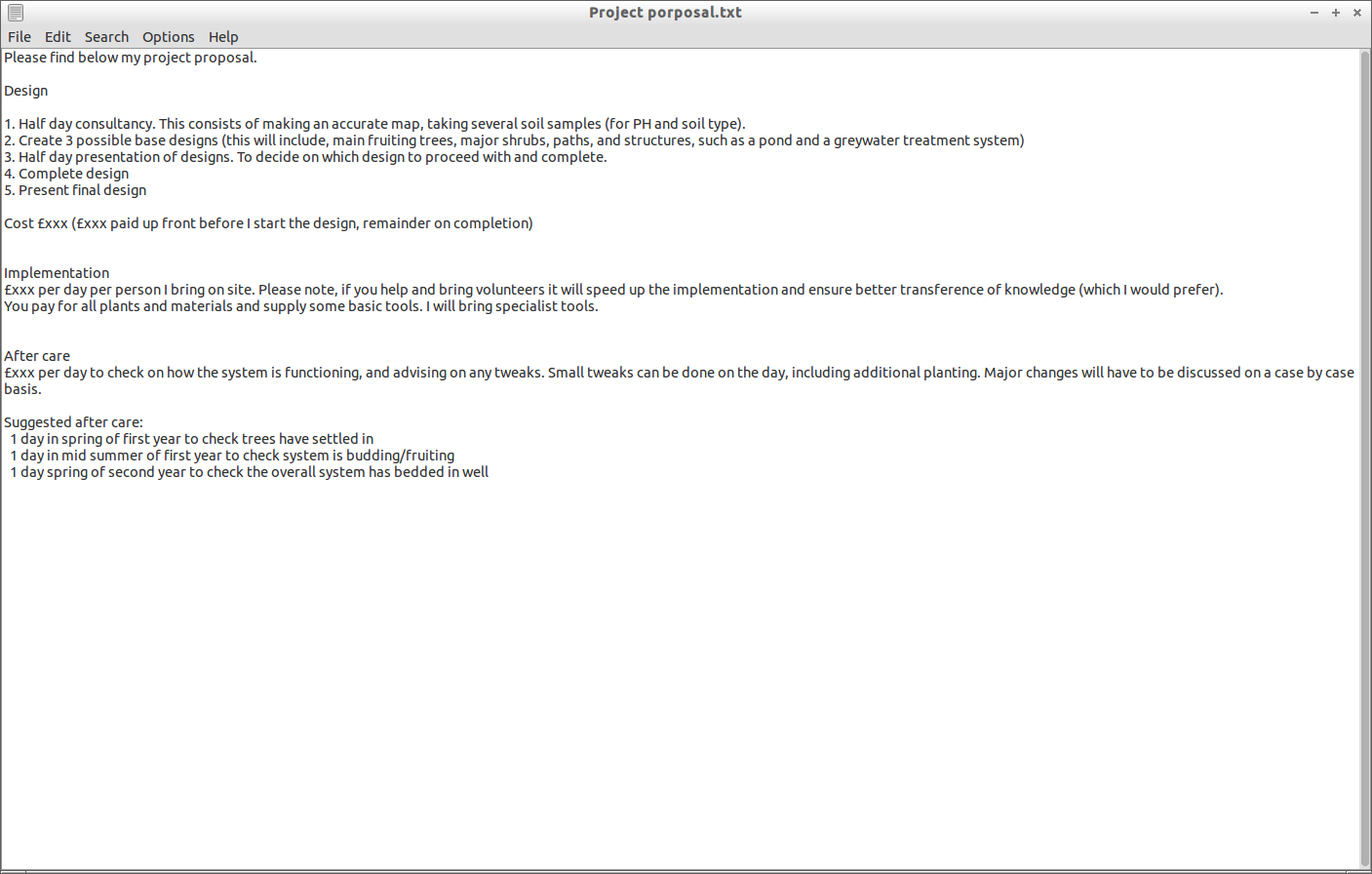 Forest garden design proposal drawing