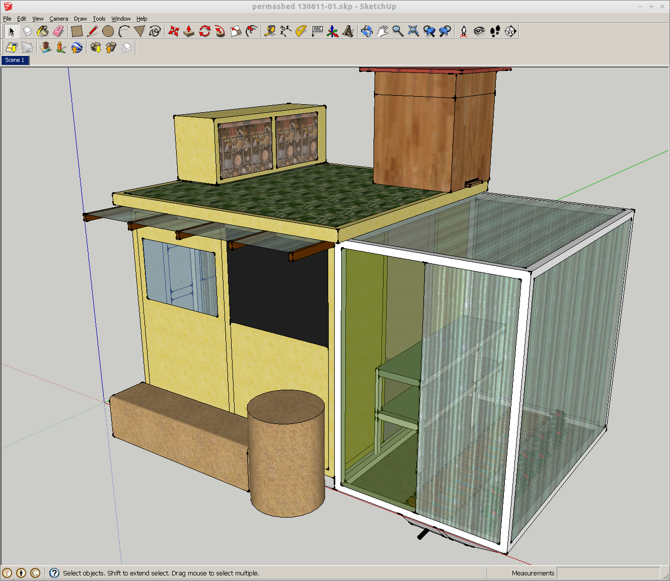 Rocket stove & heated bench stage